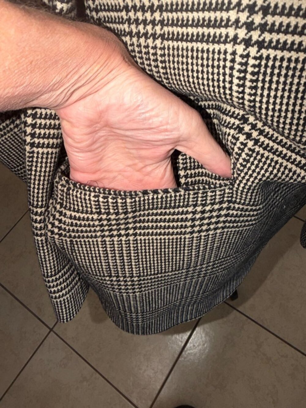 Talbots Mens 44 Wool Cashmere Blend Houndstooth Plaid Blazer Jacket Sustainable - Picture 14 of 15
